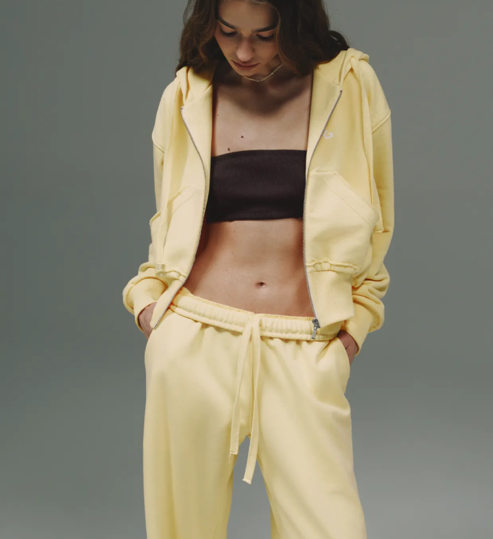 044 GARDEN Sports suit with palazzo pants in lemon
