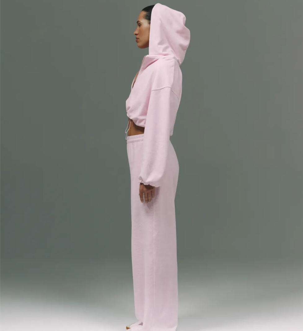 044 GARDEN Velour suit with palazzo pink