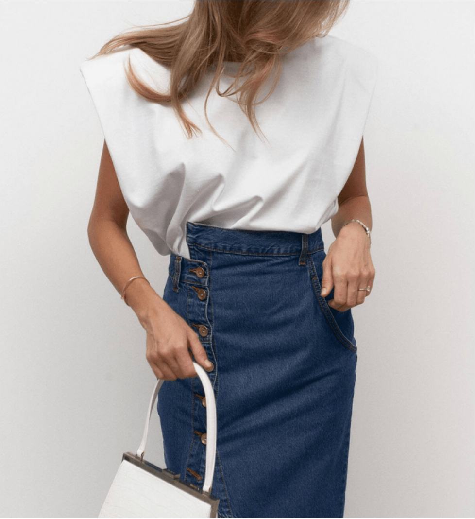 AISENBERG T-shirt with shoulders onesize white