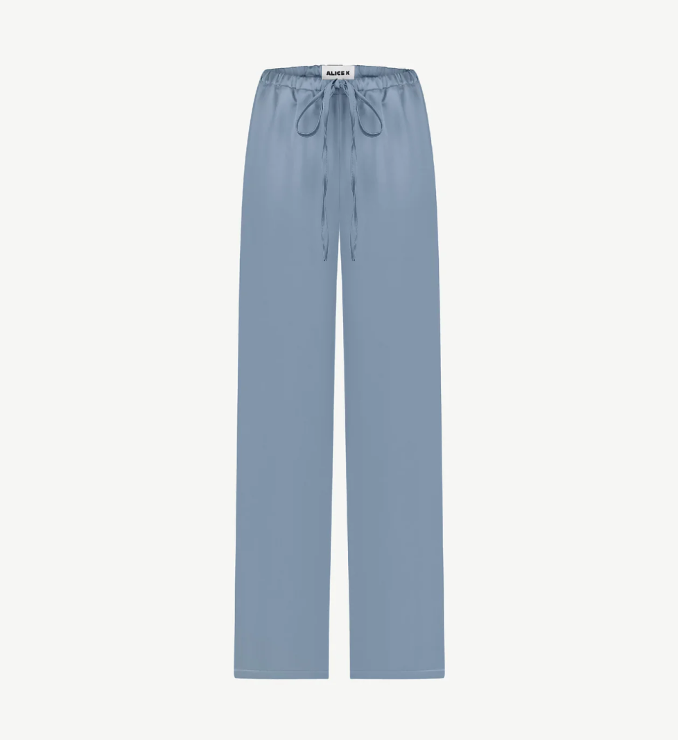 ALICE.K satin trousers in blue-gray