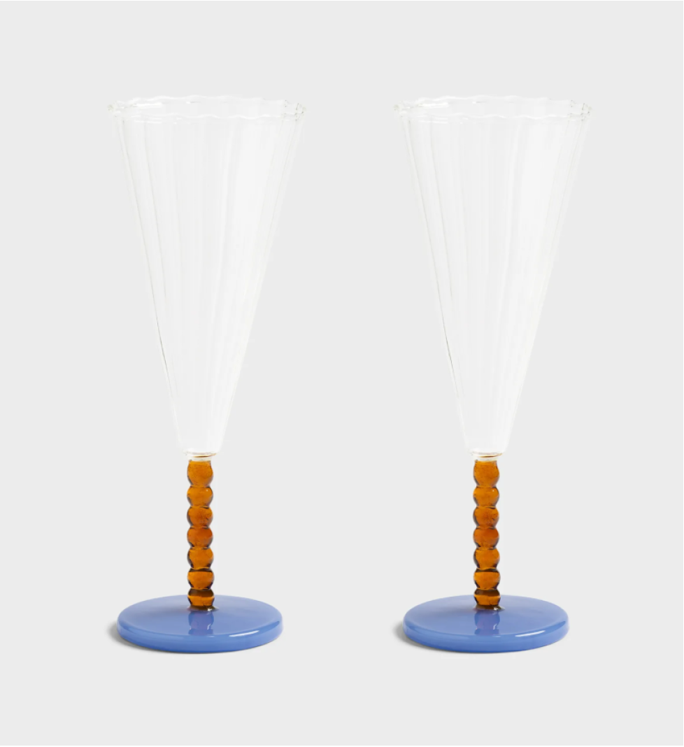 &k amsterdam Flute twirl blue set of 2