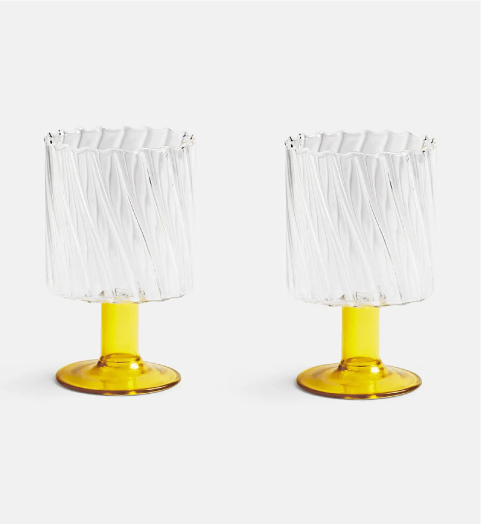 &k amsterdam Glass twirl yellow set of 2
