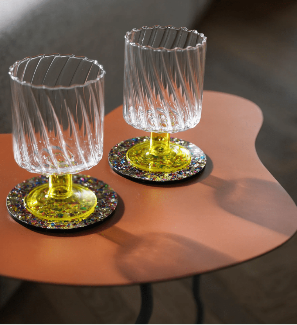 &k amsterdam Glass twirl yellow set of 2