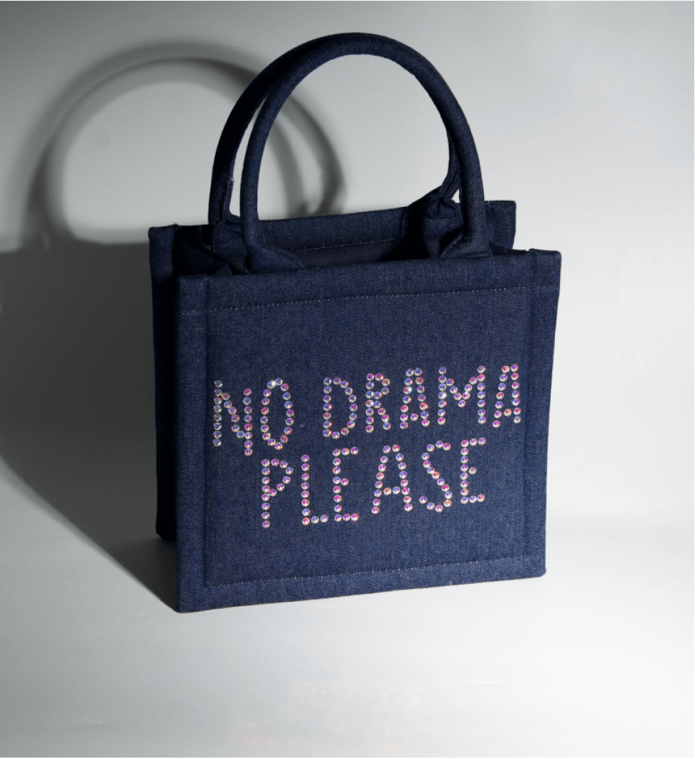 ARNO denim bag NO DRAMA PLEASE