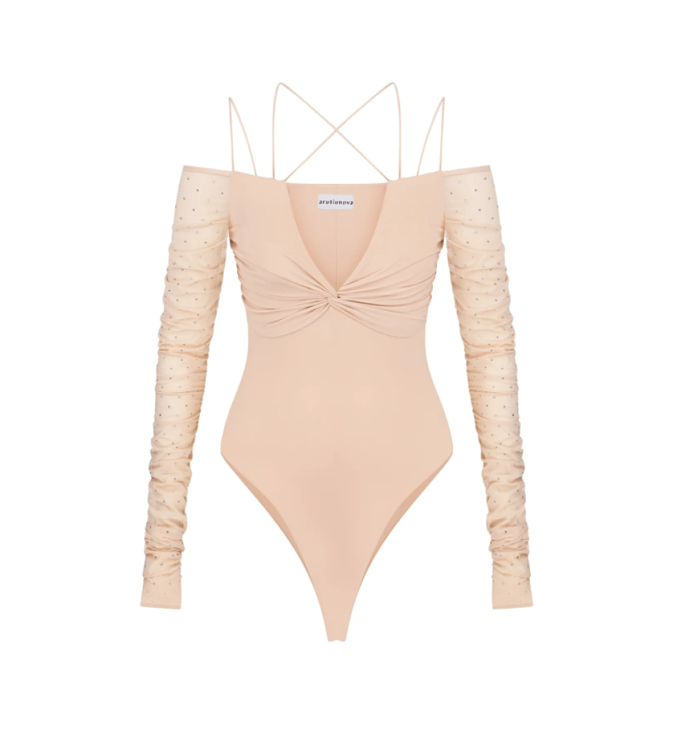 ARUTIUNOVA bodysuit with thin straps beige