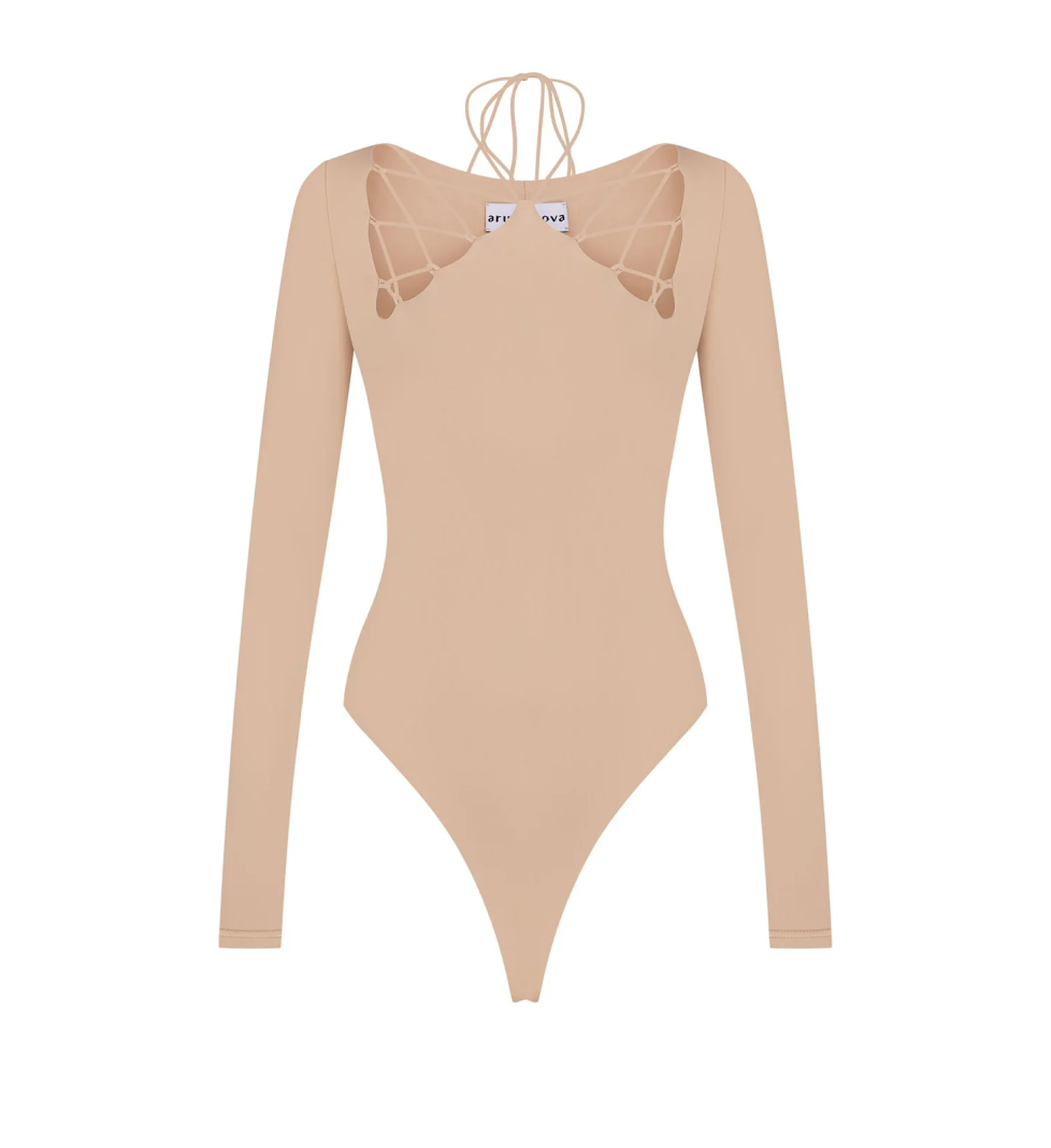 ARUTIUNOVA drawstring bodysuit Tina beige