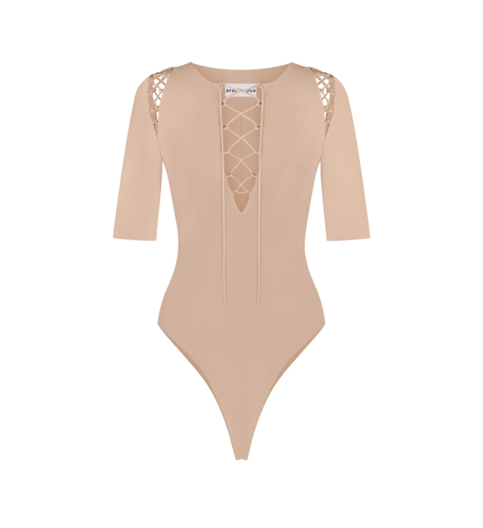 ARUTIUNOVA drawstring fastening bodysuit beige