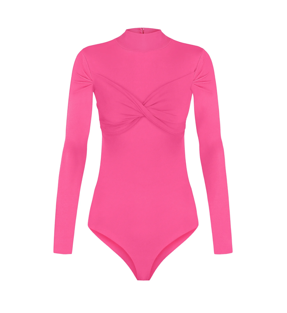 ARUTIUNOVA twist chest detail bodysuit pink