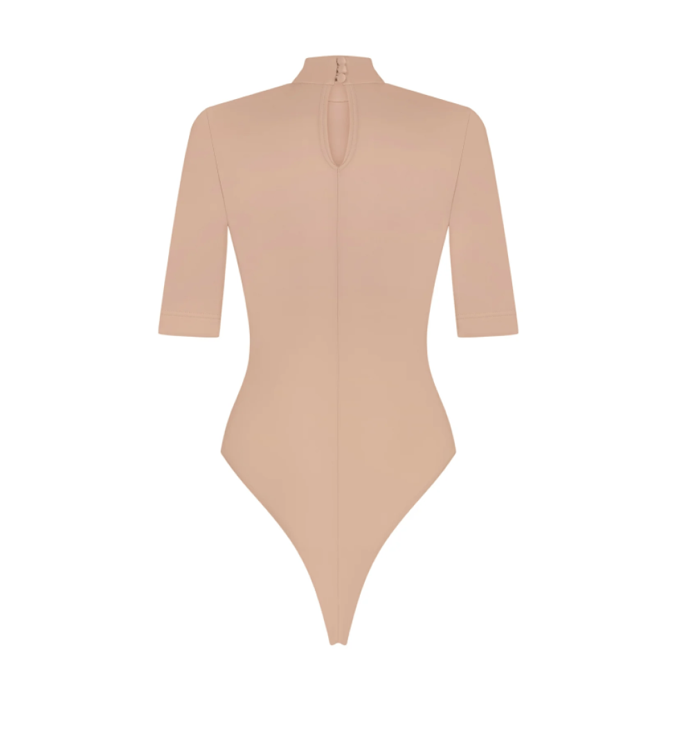 ARUTIUNOVA twist detail bodysuit beige