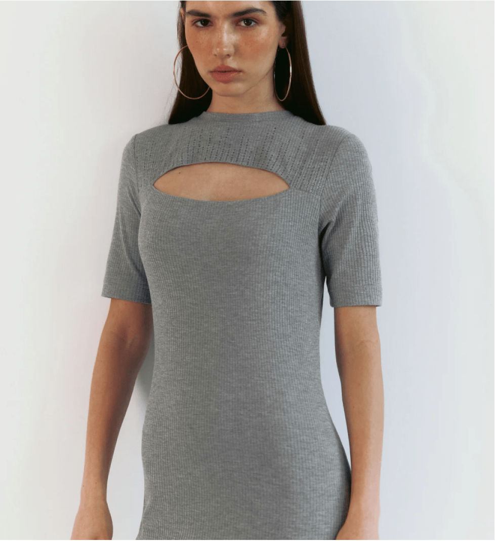 ARUTIUNOVA dress with a cut in the front grey