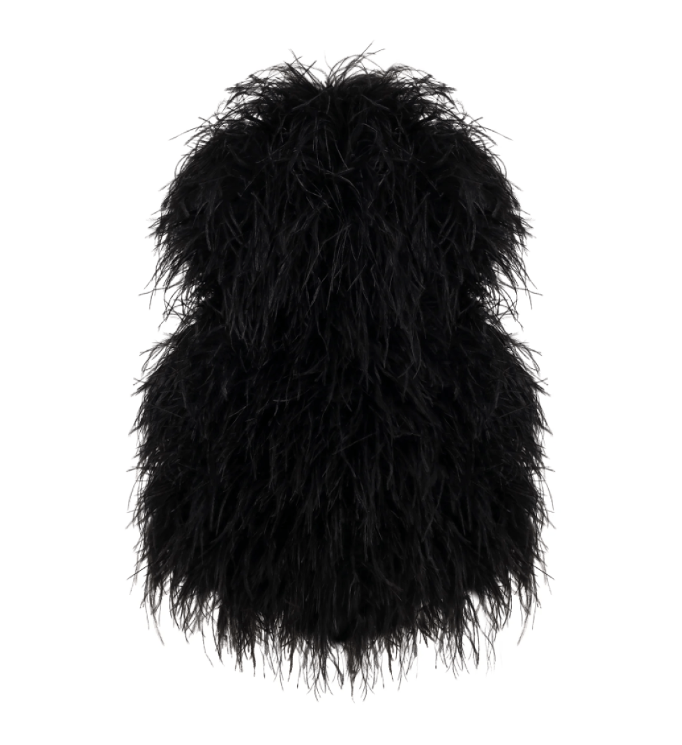 ARUTIUNOVA feather mini dress black