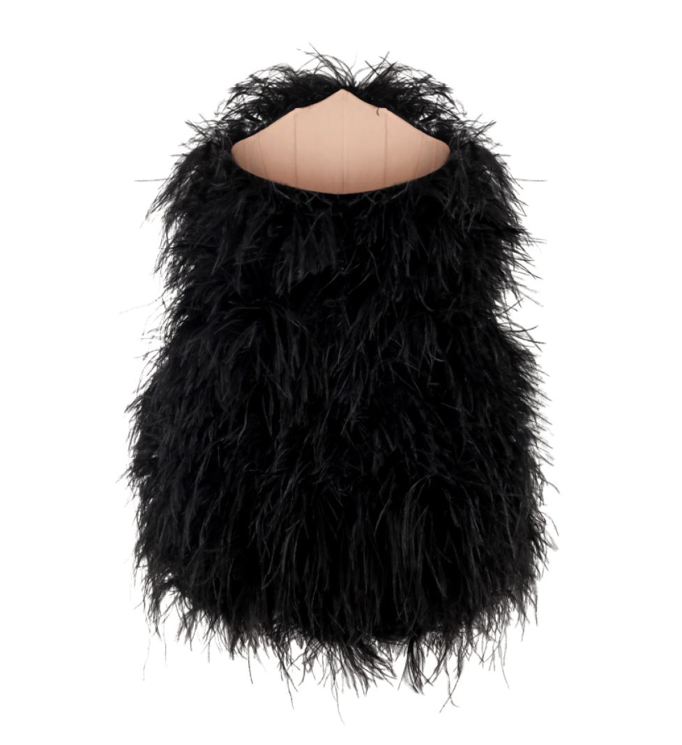 ARUTIUNOVA feather mini dress black