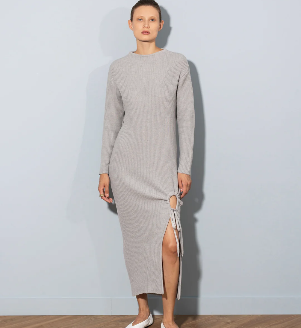 ARUTIUNOVA knitted midi dress light grey