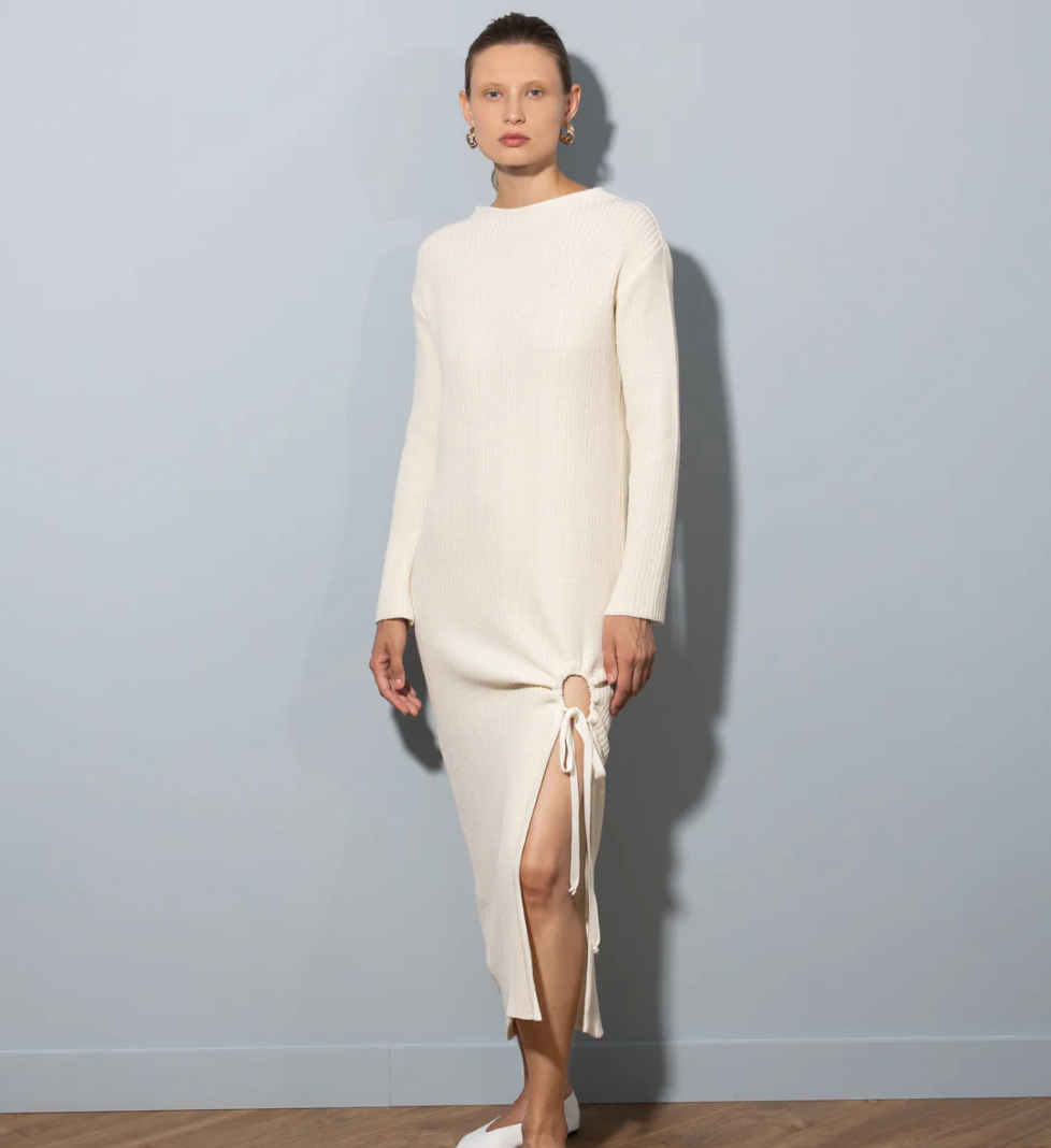 ARUTIUNOVA knitted midi dress cream white