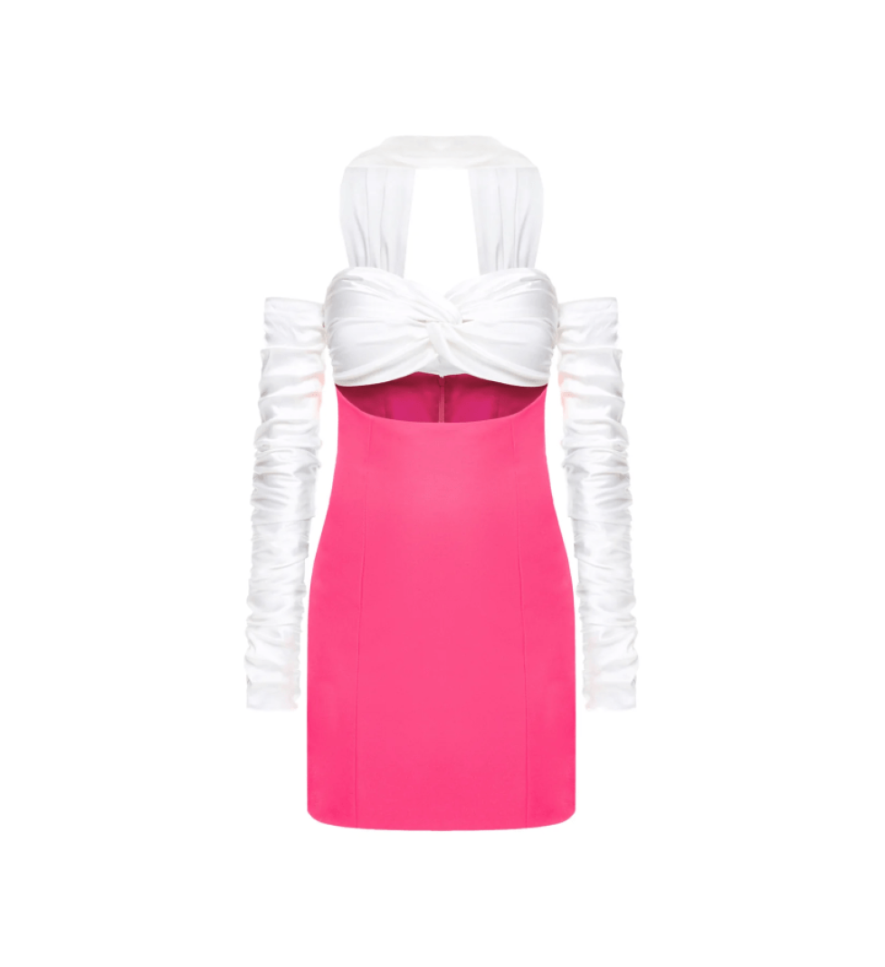 ARUTIUNOVA mini dress with detachable sleeves pink and white