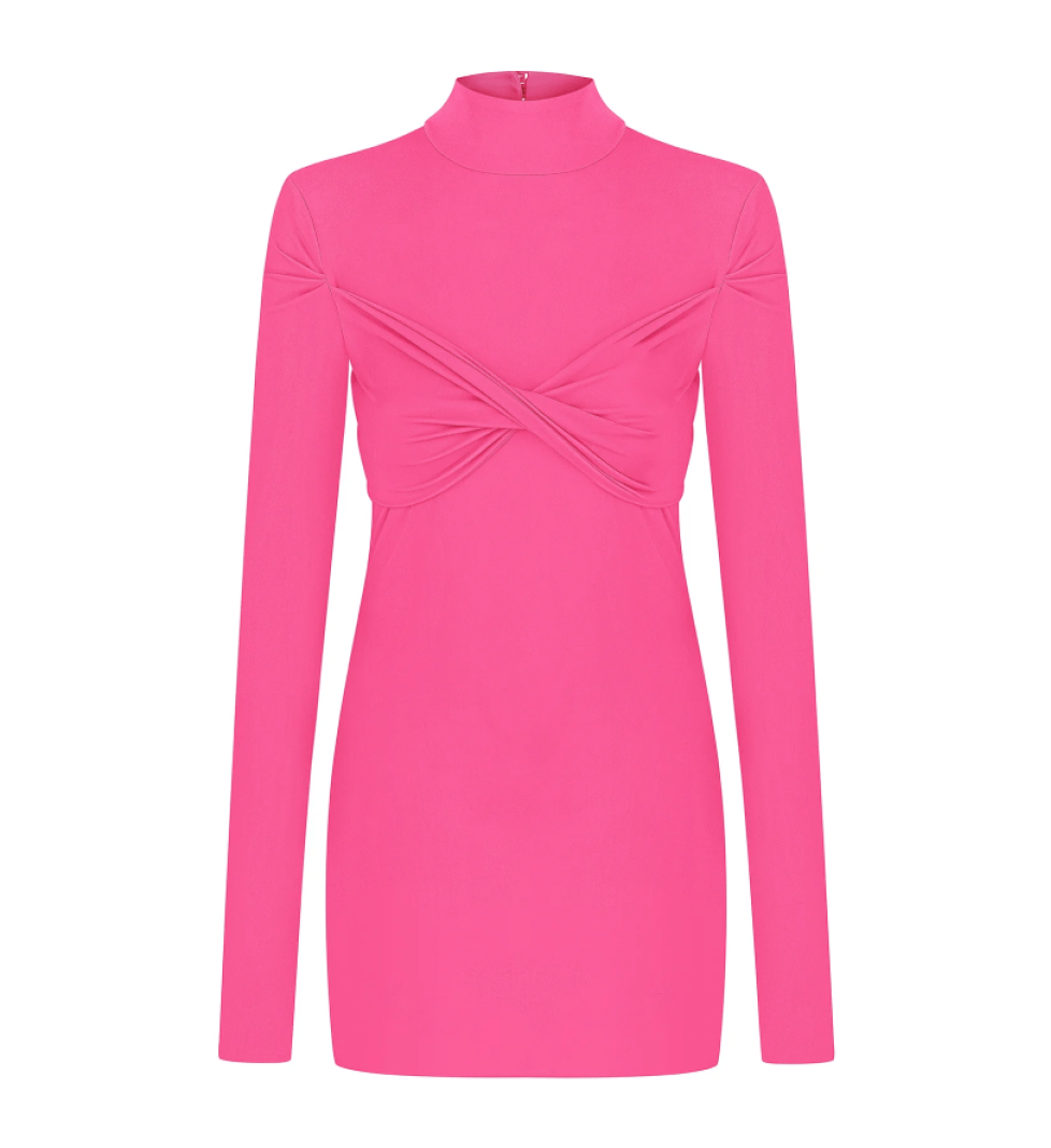 ARUTIUNOVA twist chest detail mini dress pink