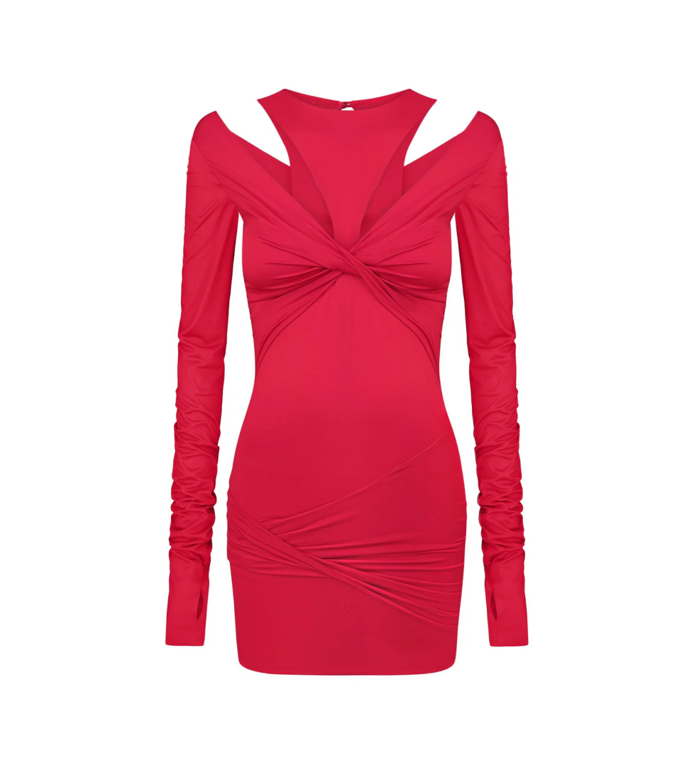 ARUTIUNOVA twisted mini dress red