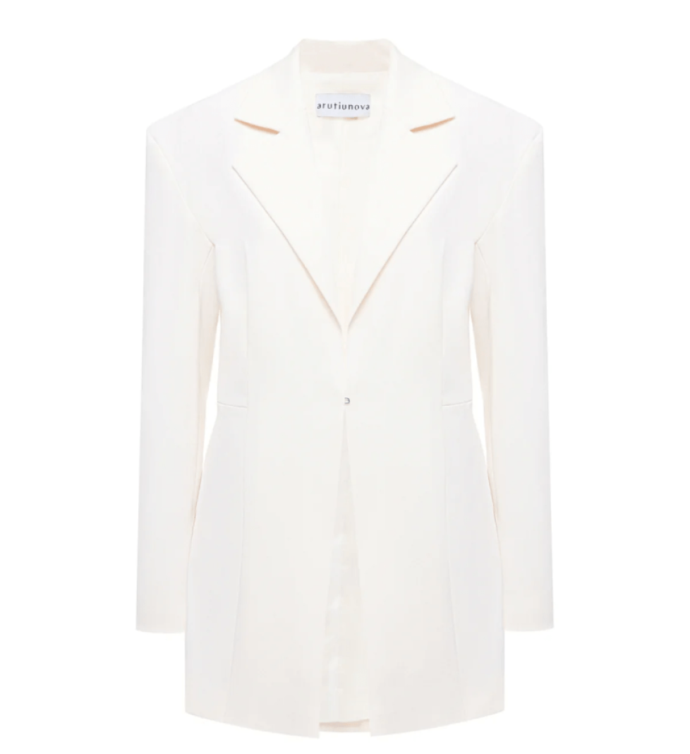 ARUTIUNOVA longline jaket cream white