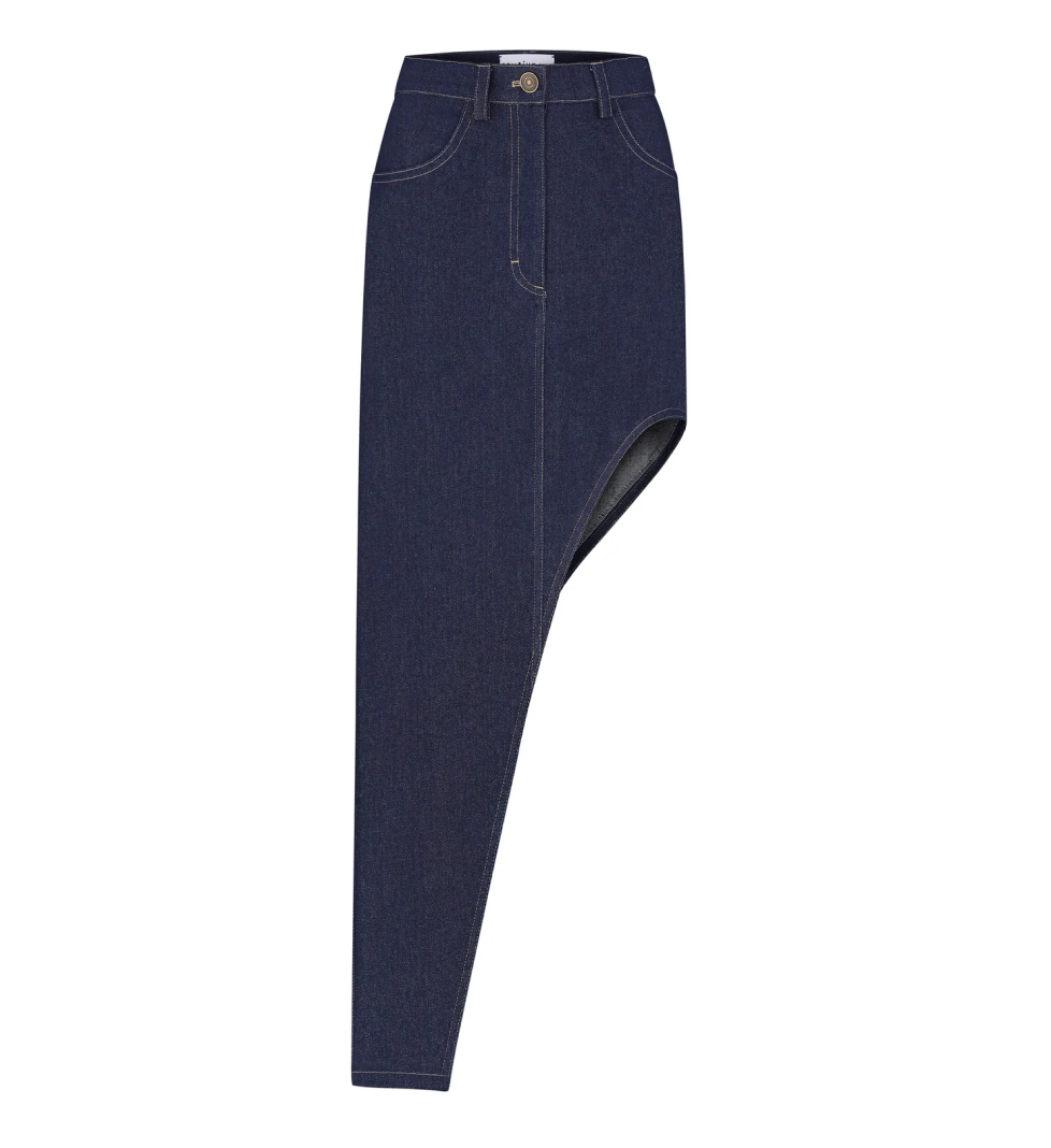 ARUTIUNOVA front-slit maxi skirt denim dark blue