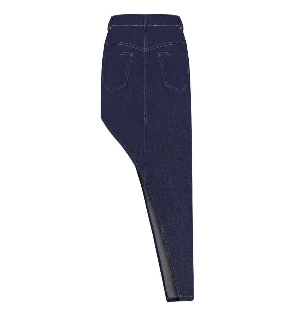 ARUTIUNOVA front-slit maxi skirt denim dark blue