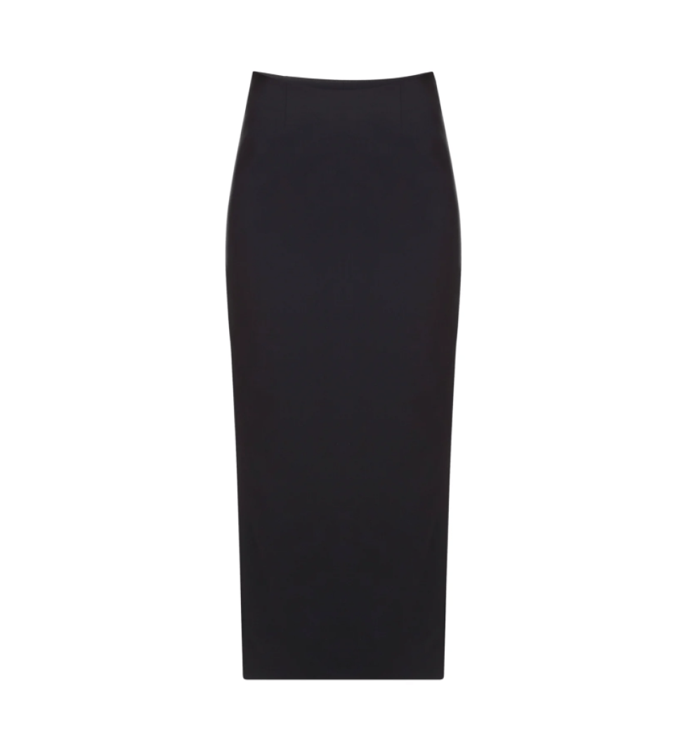 ARUTIUNOVA split back midi skirt black