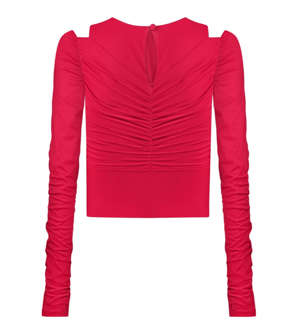 ARUTIUNOVA cropped top with a twist red