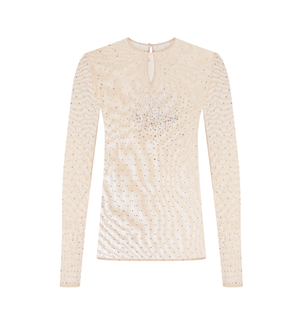 ARUTIUNOVA long sleeve crystal top beige