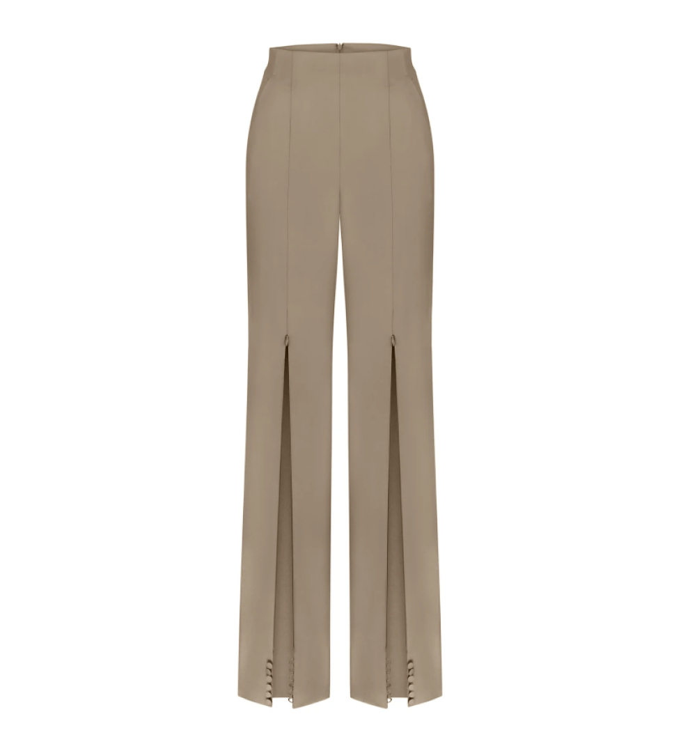 ARUTIUNOVA high-waisted trousers with zipper on the front mocha