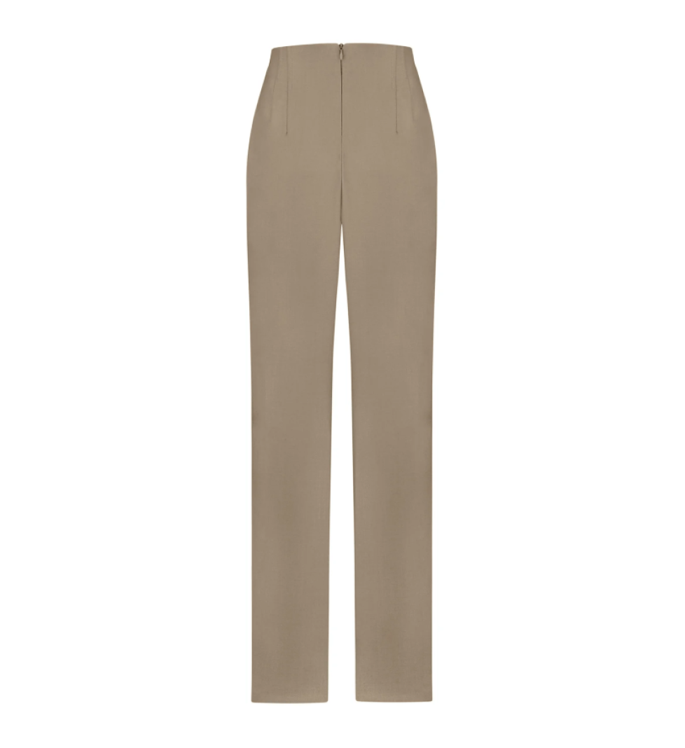 ARUTIUNOVA high-waisted trousers with zipper on the front mocha