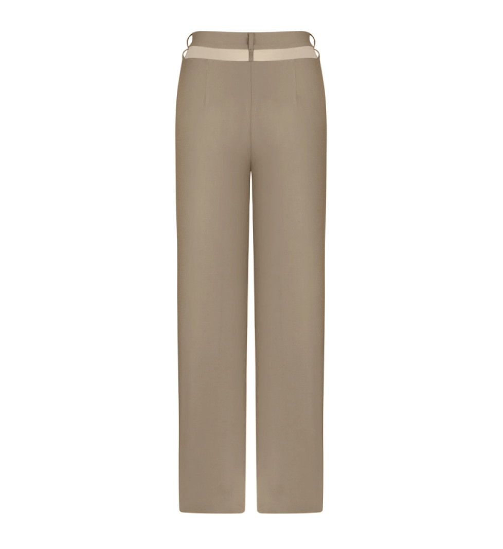 ARUTIUNOVA straight-leg trousers with mesh insert mocha