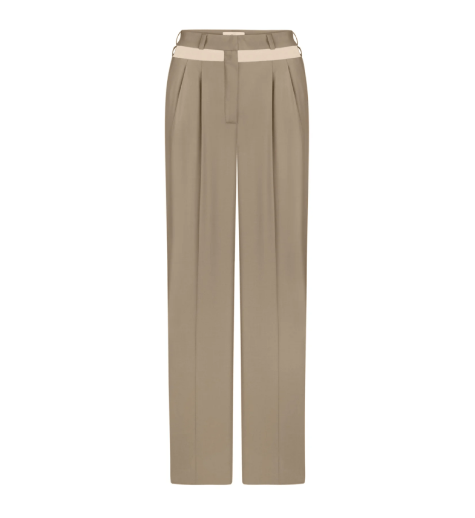 ARUTIUNOVA straight-leg trousers with mesh insert mocha