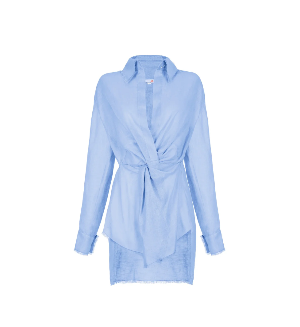 Платье Atelier Handmade с завязками спереди light blue