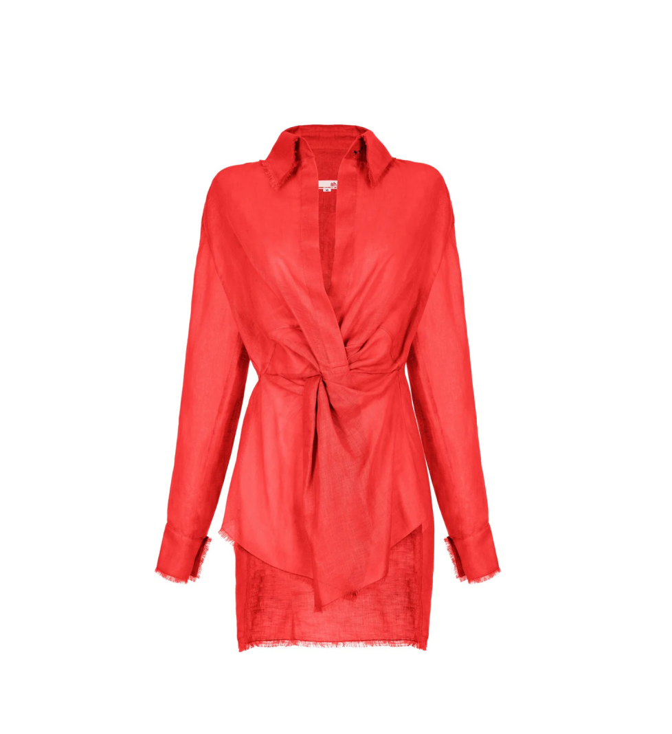 Atelier Handmade Front knotted dress red