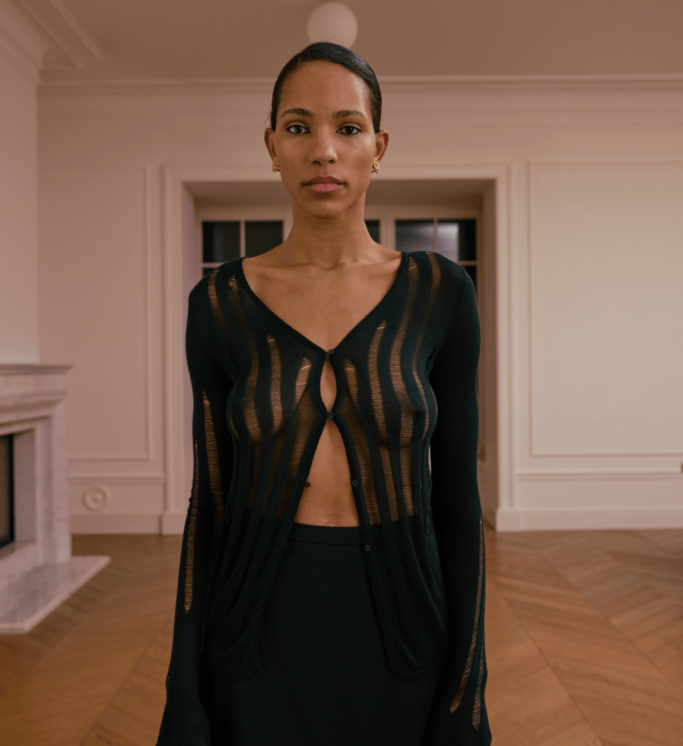 BAZHANE Sheer cardigan black