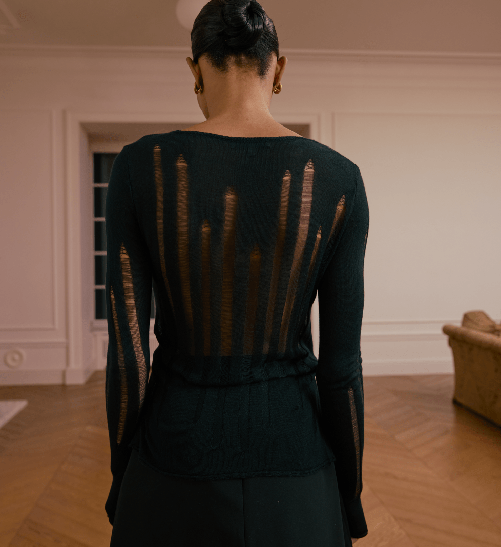 BAZHANE Sheer cardigan black