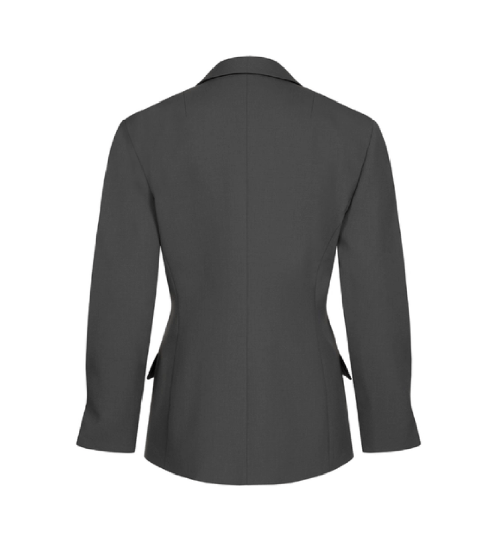 BAZHANE waist-accented jacket with voluminous sleeves graphite