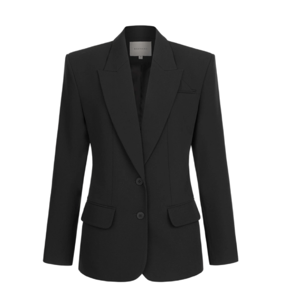 BAZHANE single-breasted fitted cotton jacket black