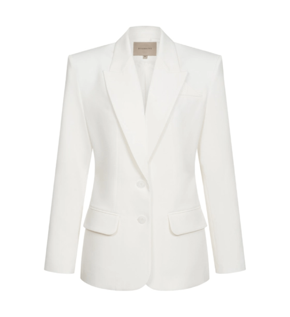BAZHANE single-breasted fitted cotton jacket milk