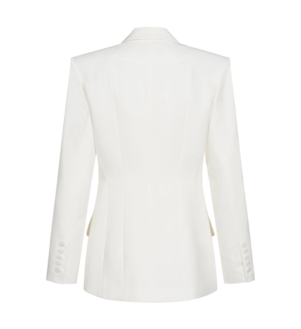BAZHANE single-breasted fitted cotton jacket milk