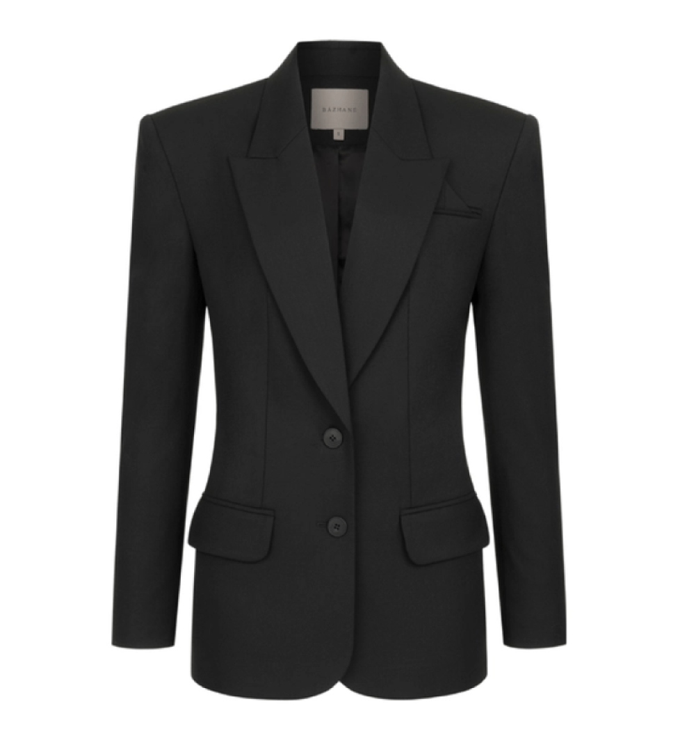 BAZHANE single-breasted fitted wool jacket black