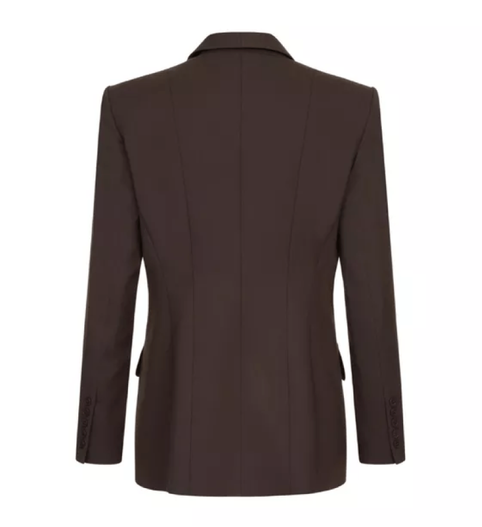 BAZHANE single-breasted fitted wool jacket brown