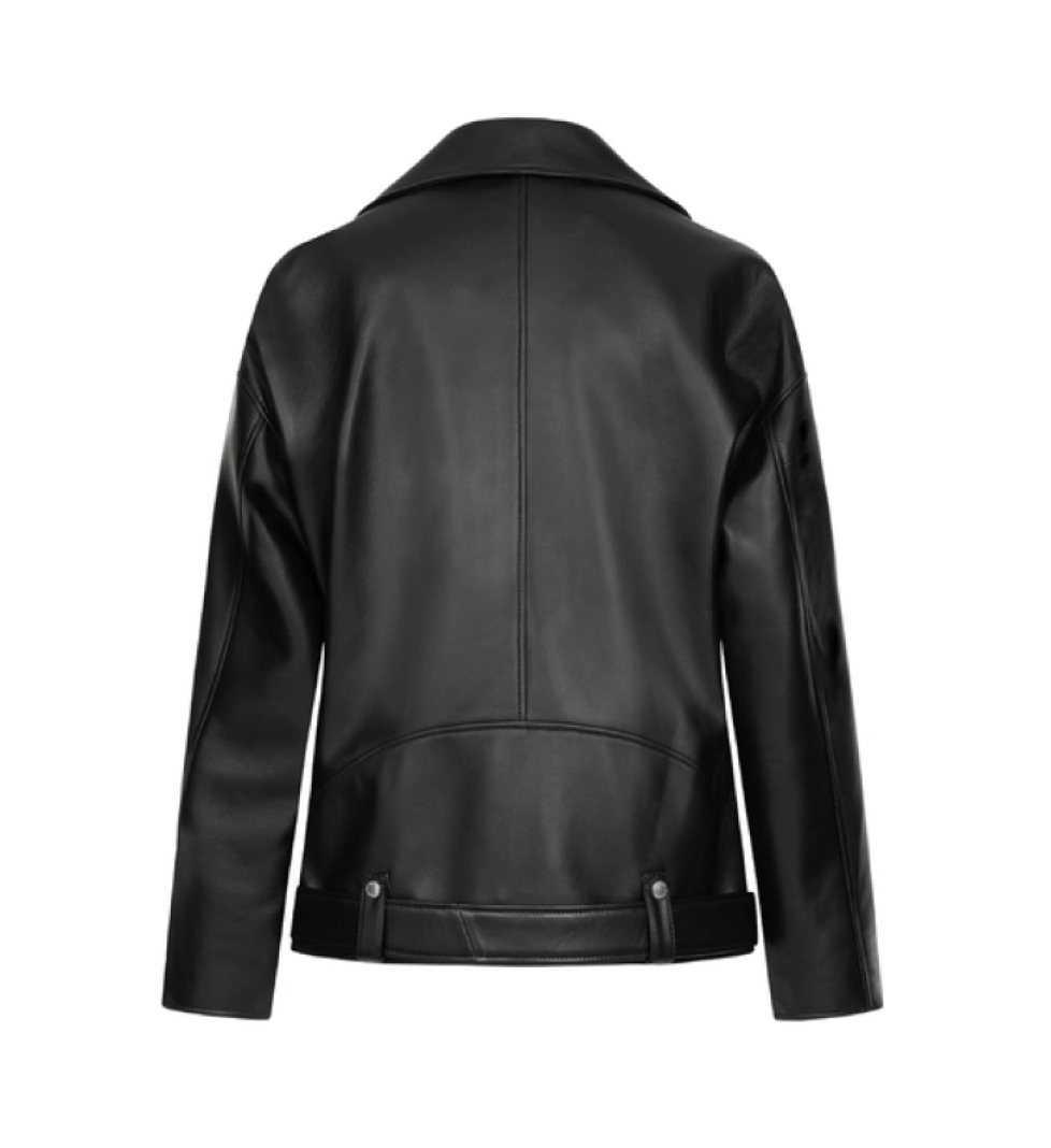 BAZHANE leather jacket in biker style