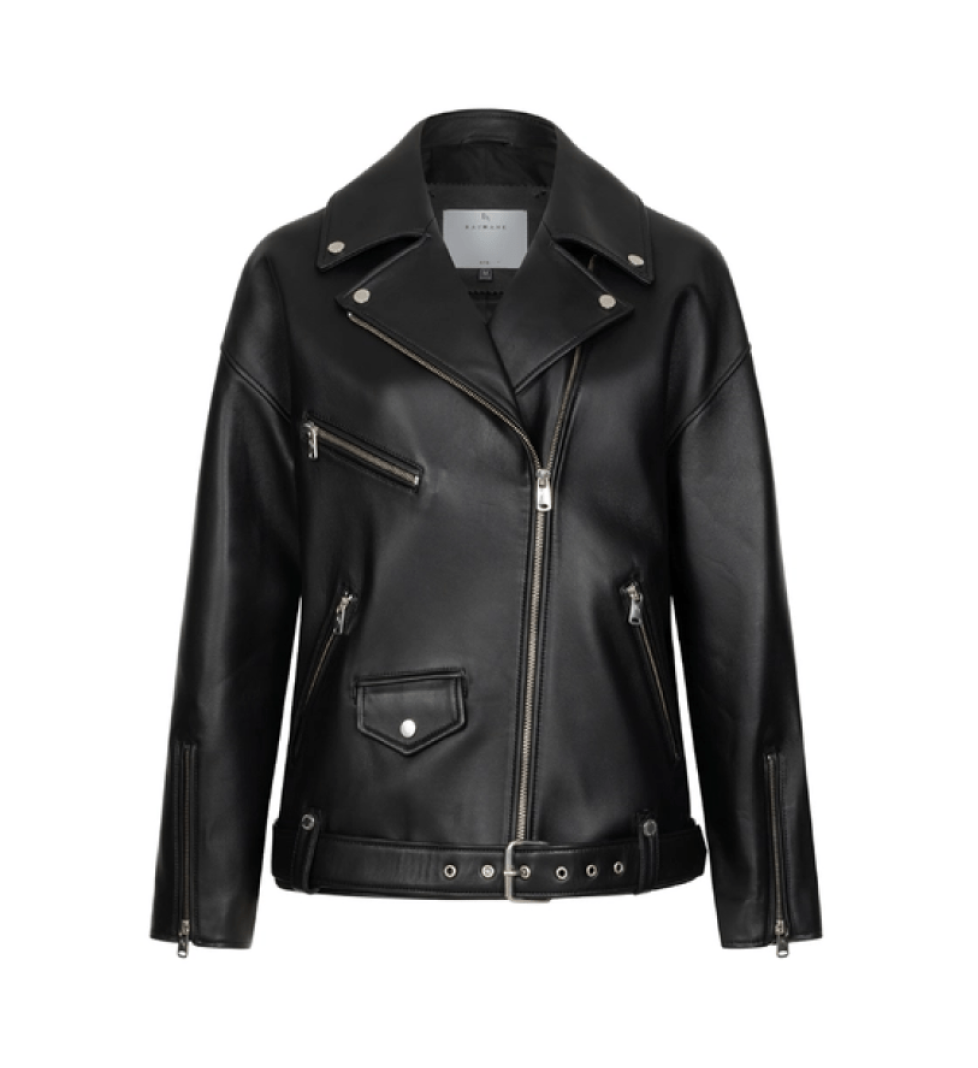 BAZHANE leather jacket in biker style