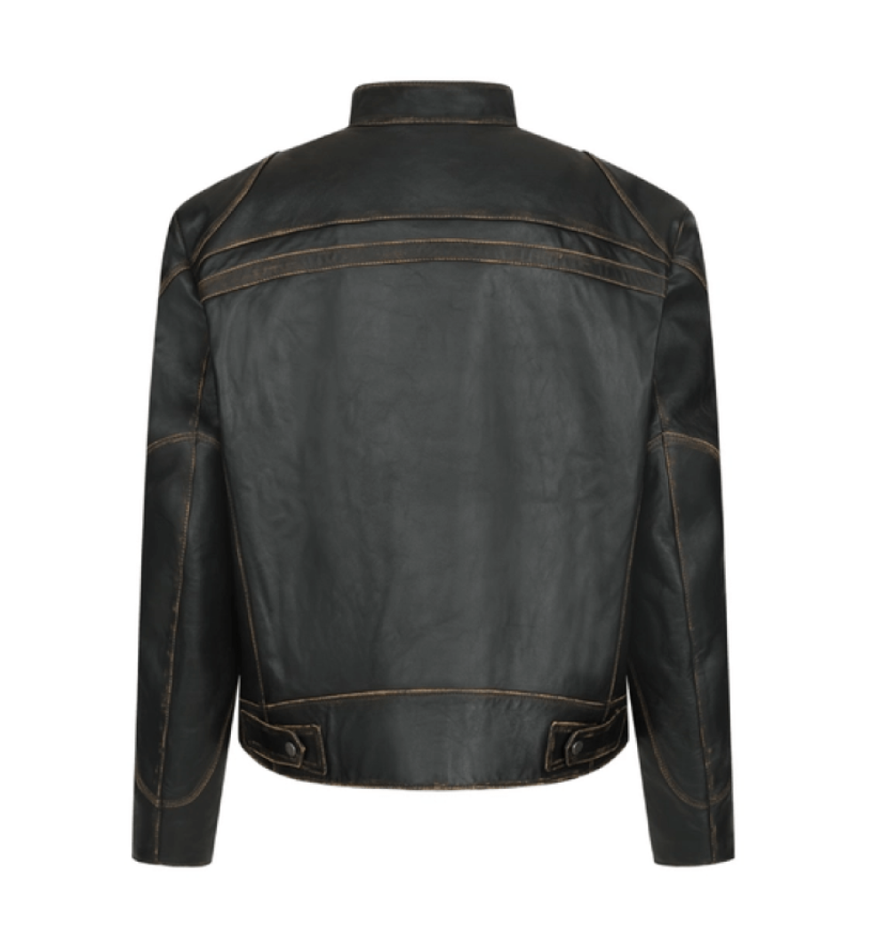BAZHANE leather jacket Leather biker