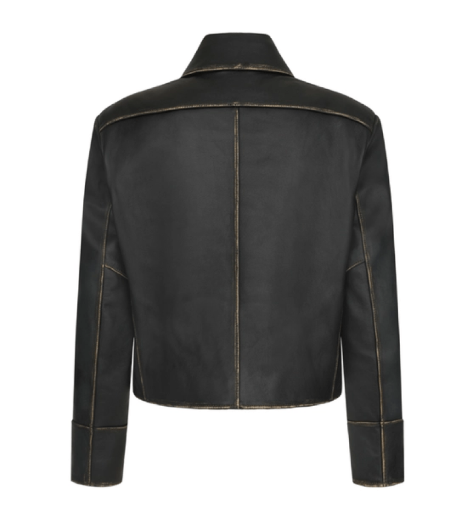 BAZHANE leather jacket with natural scuffs