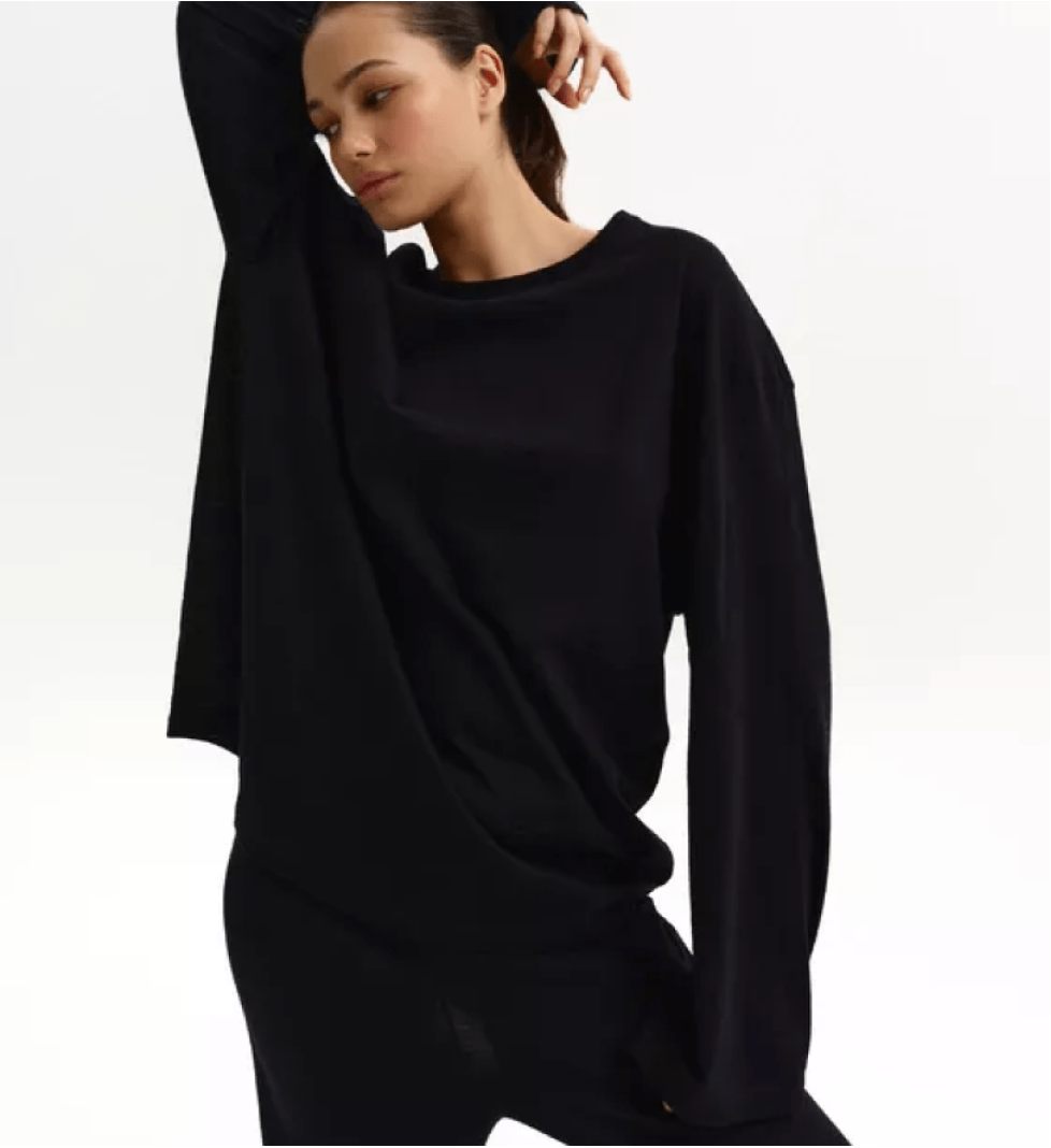 BAZHANE Long sleeve large translucent black
