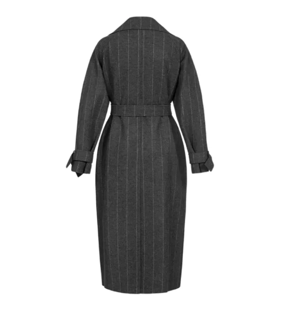 Пальто BAZHANE максі зі спущеним рукавом grey striped