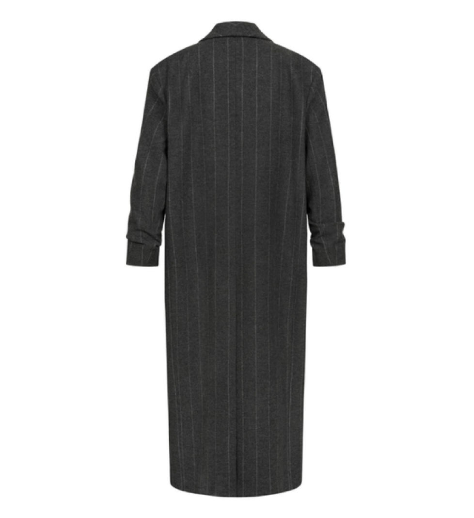 Пальто BAZHANE прямого крою зі збіркою на рукаві grey striped