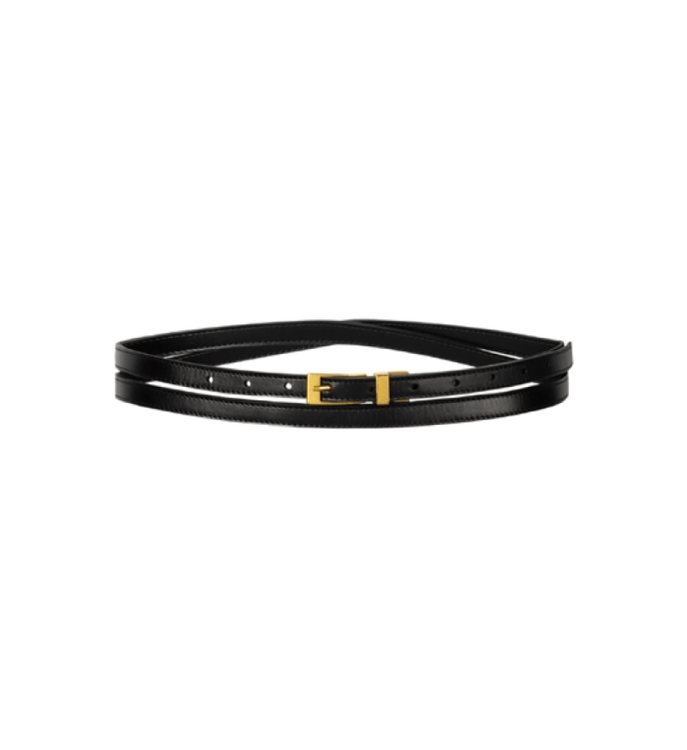 BAZHANE Double leather belt Black