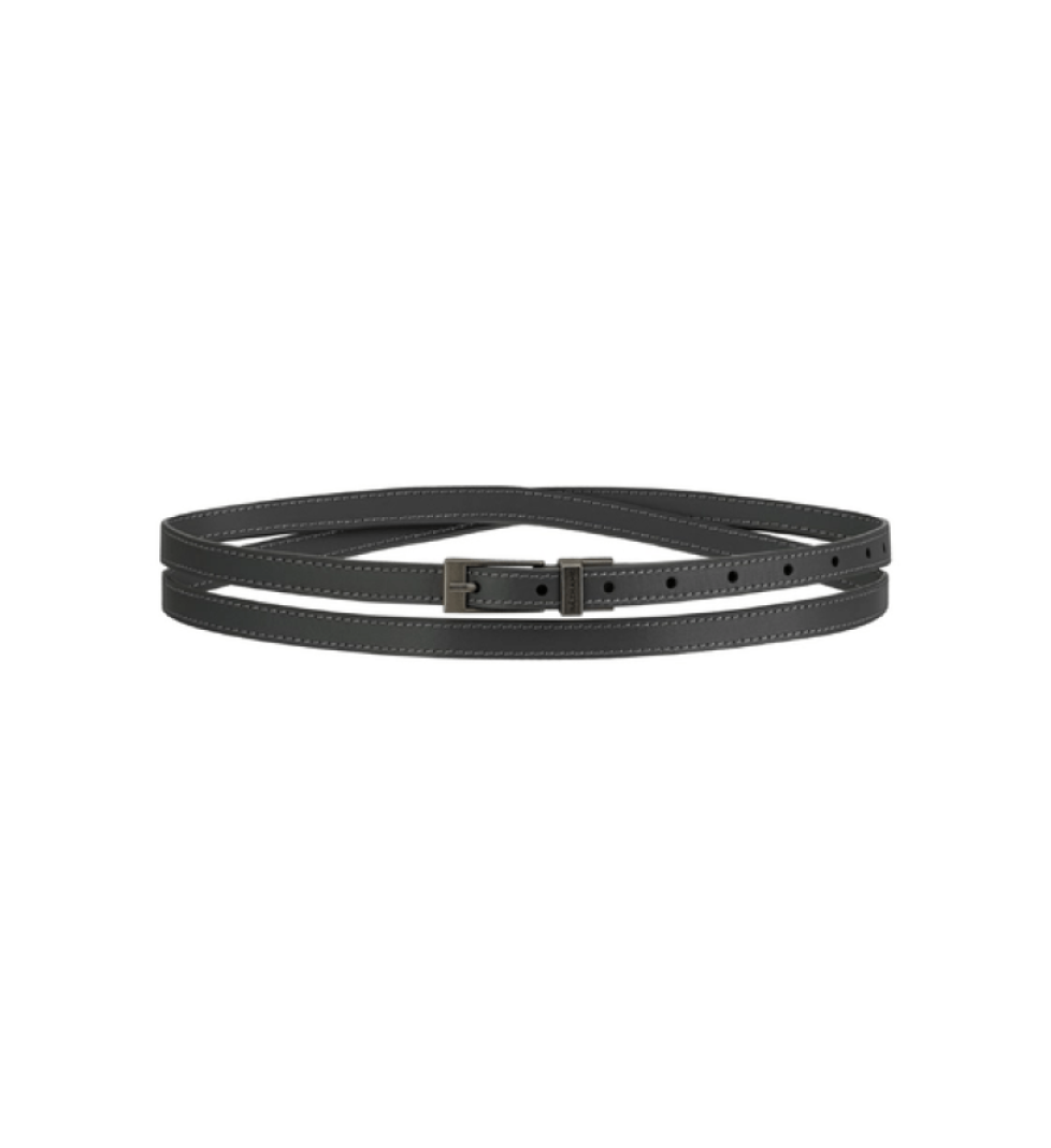 BAZHANE Double leather belt Grey